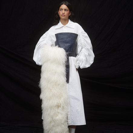 Gathered Sleeve Shirt Dress - Japanese Washer Nylon