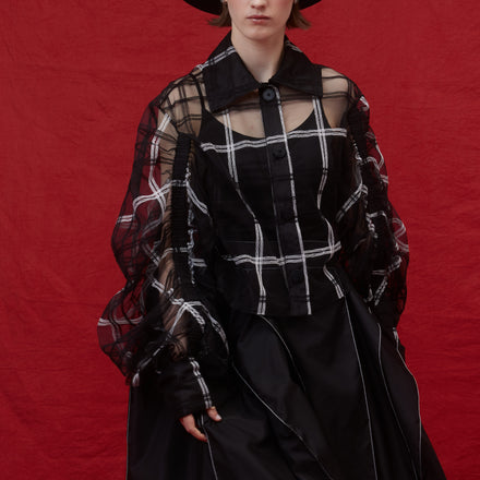 Gathered Sleeve Shirt - Italian Embroidered Tulle
