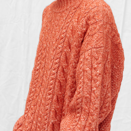 Cable Knit Sweater in Orange Melange