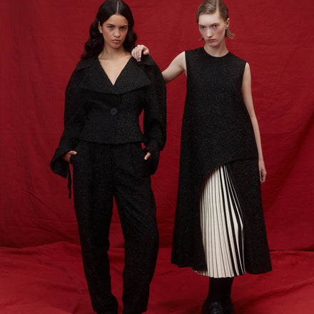 Tapered Deep Pleat Pants - Italian Suiting in Disco