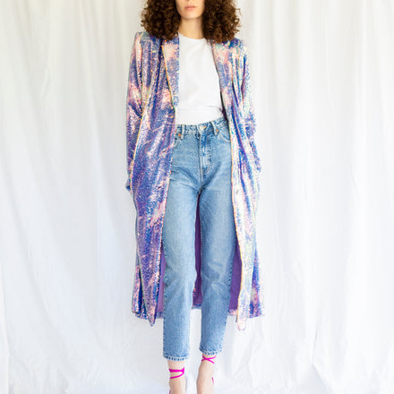 Sequined Coat inPrinted Sparkler Sequin
