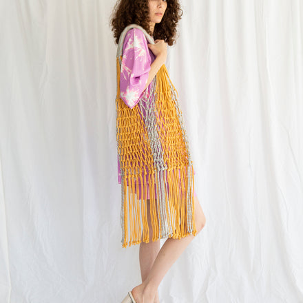 Paracord Fringe Hand Macramé Bag in Mustard