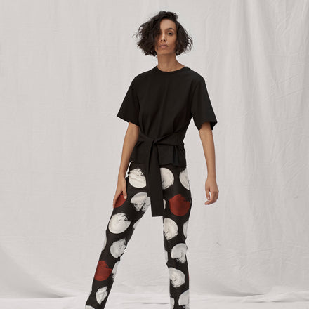 Organic Boxy Belted TShirt in Black