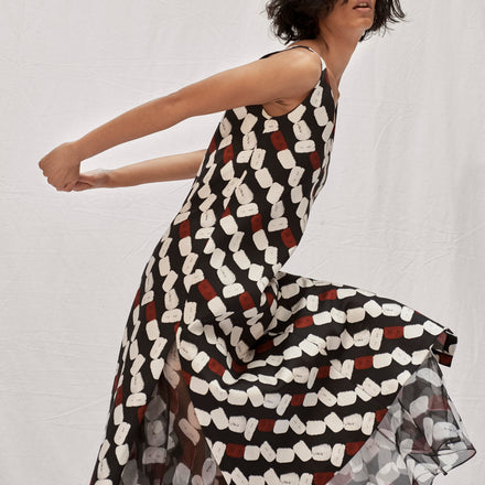 claudia li pre fall winter 2019 v neck print layered cocktail dress