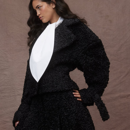 Slouchy Blazer - Spanish Micro Petal in Noir