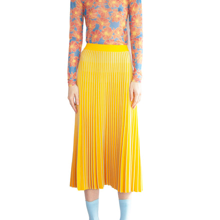 Mesh Turtleneck Top in Orange Floral Print